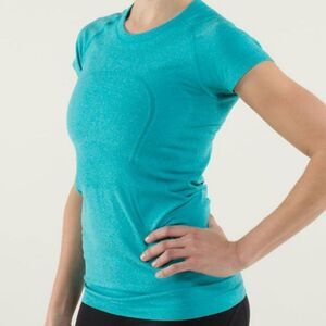 lululemon Run Swiftly Tech SS Size 6 Heathered Surge Teal W3033S Silverescent